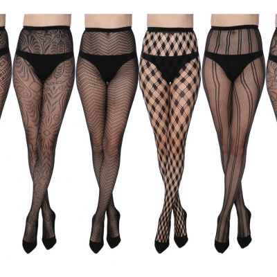 Women Fishnet Lace Stocking Tights Pantyhose Regular & Plus Sizes 1022 (6-Pairs)